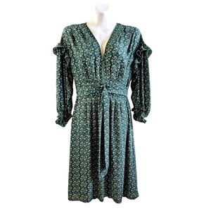 Max Studio Green Ditsy Floral Midi Dress Size Medium